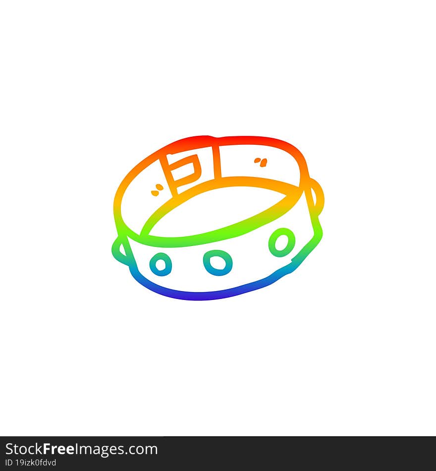 rainbow gradient line drawing of a cartoon dog collar