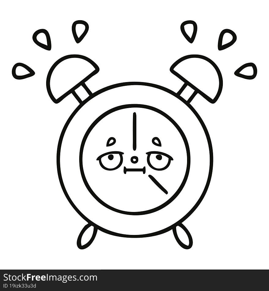 line drawing cartoon alarm clock