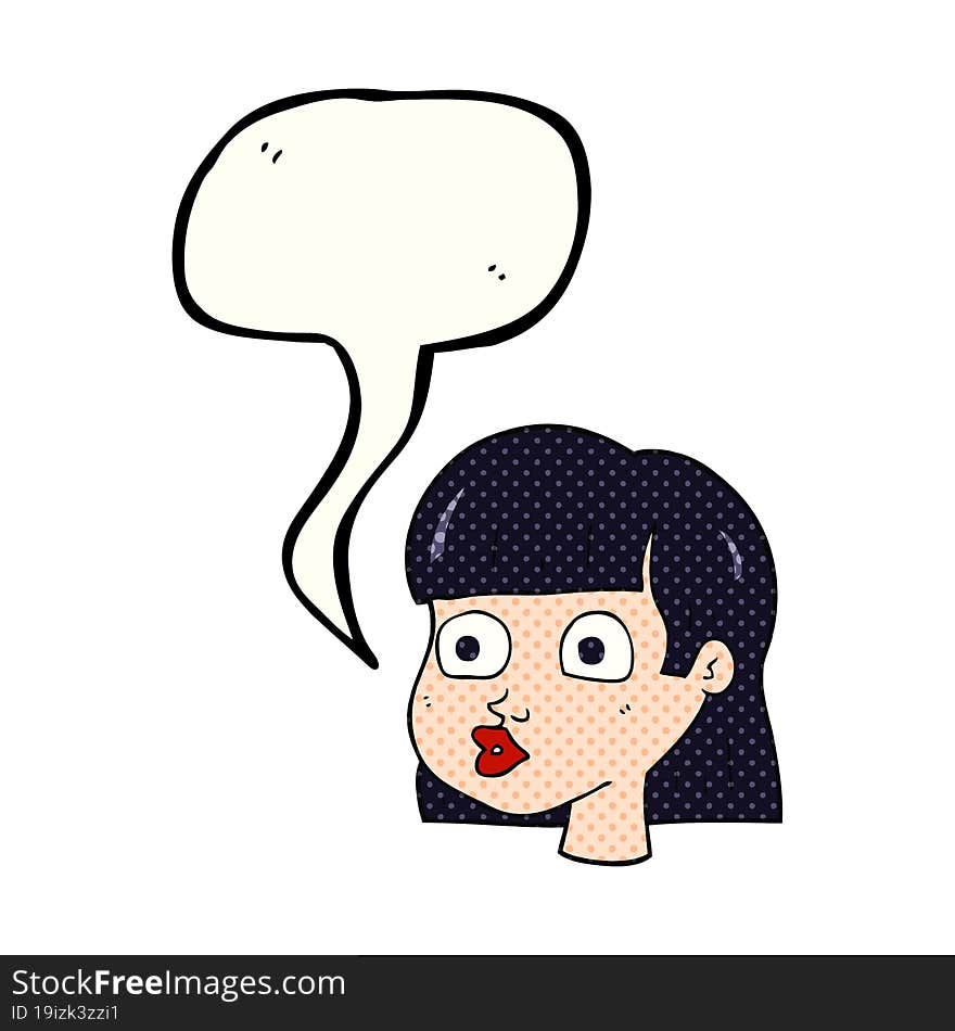 comic book speech bubble cartoon female face