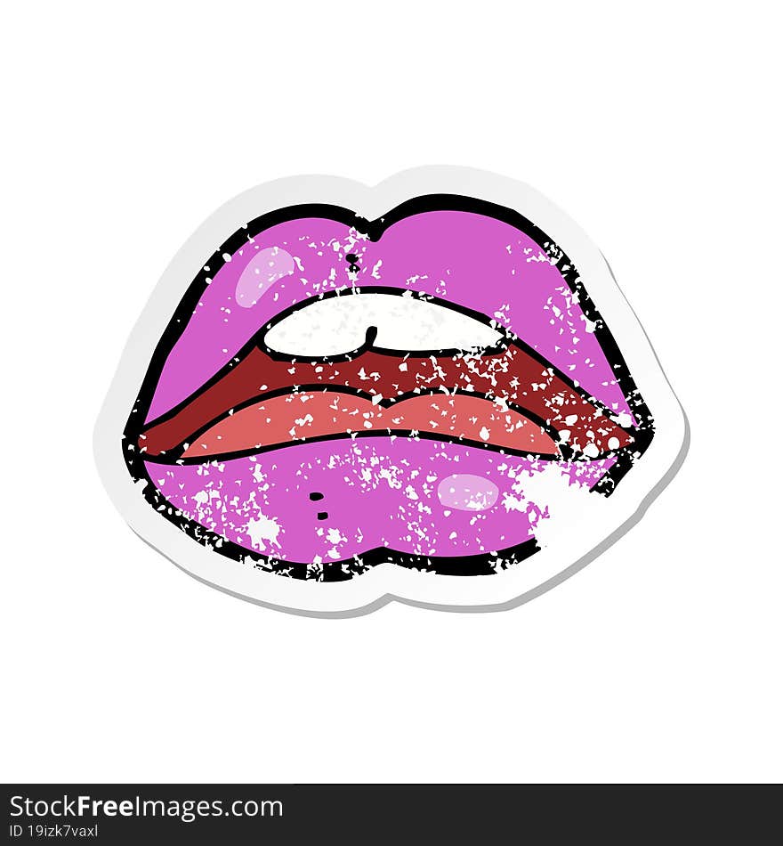 retro distressed sticker of a halloween mouth cartoon symbol