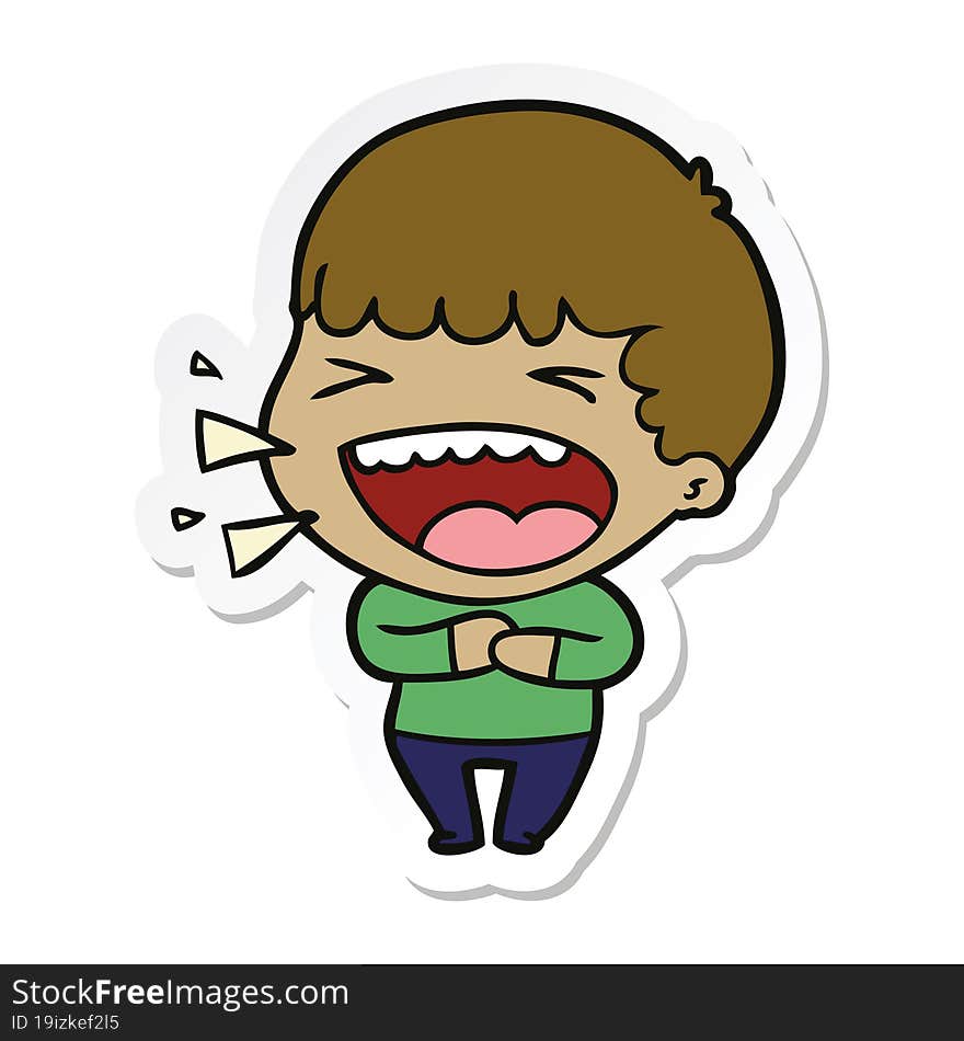 Sticker Of A Cartoon Laughing Man