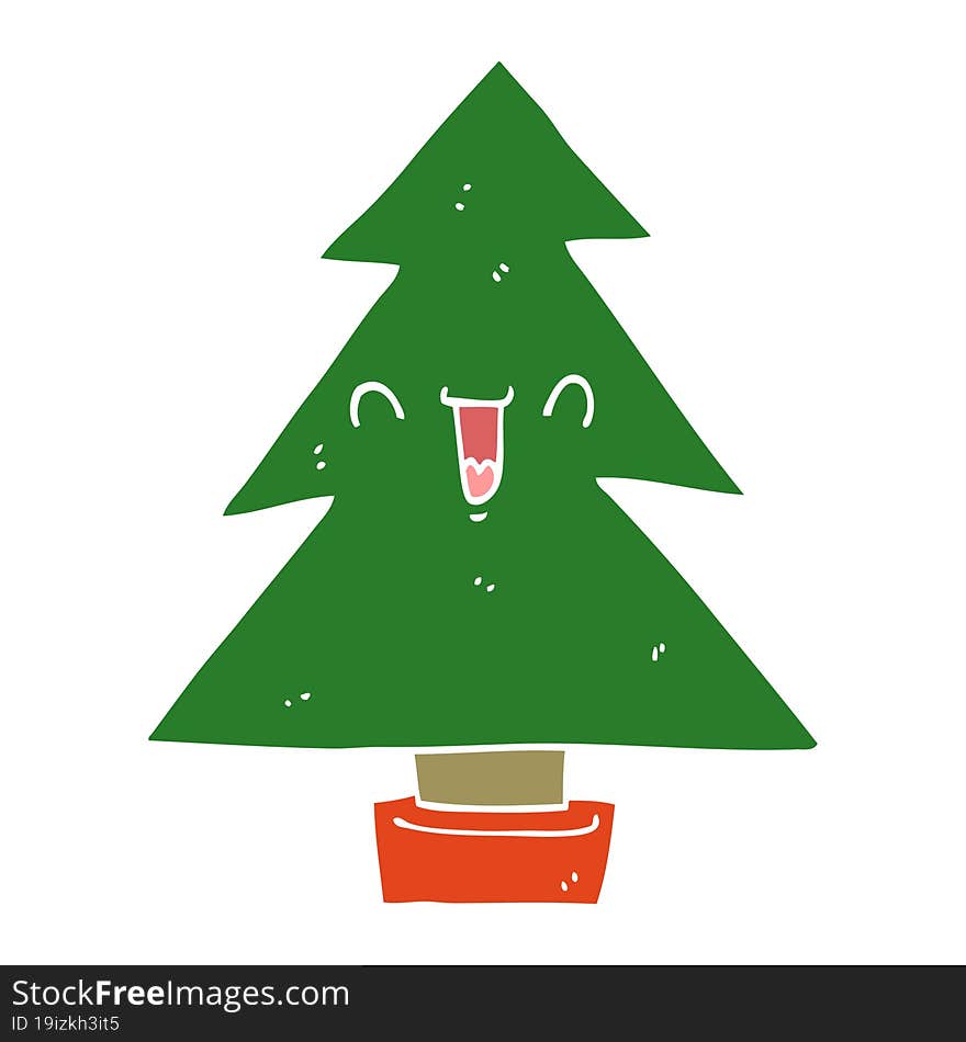 flat color style cartoon christmas tree