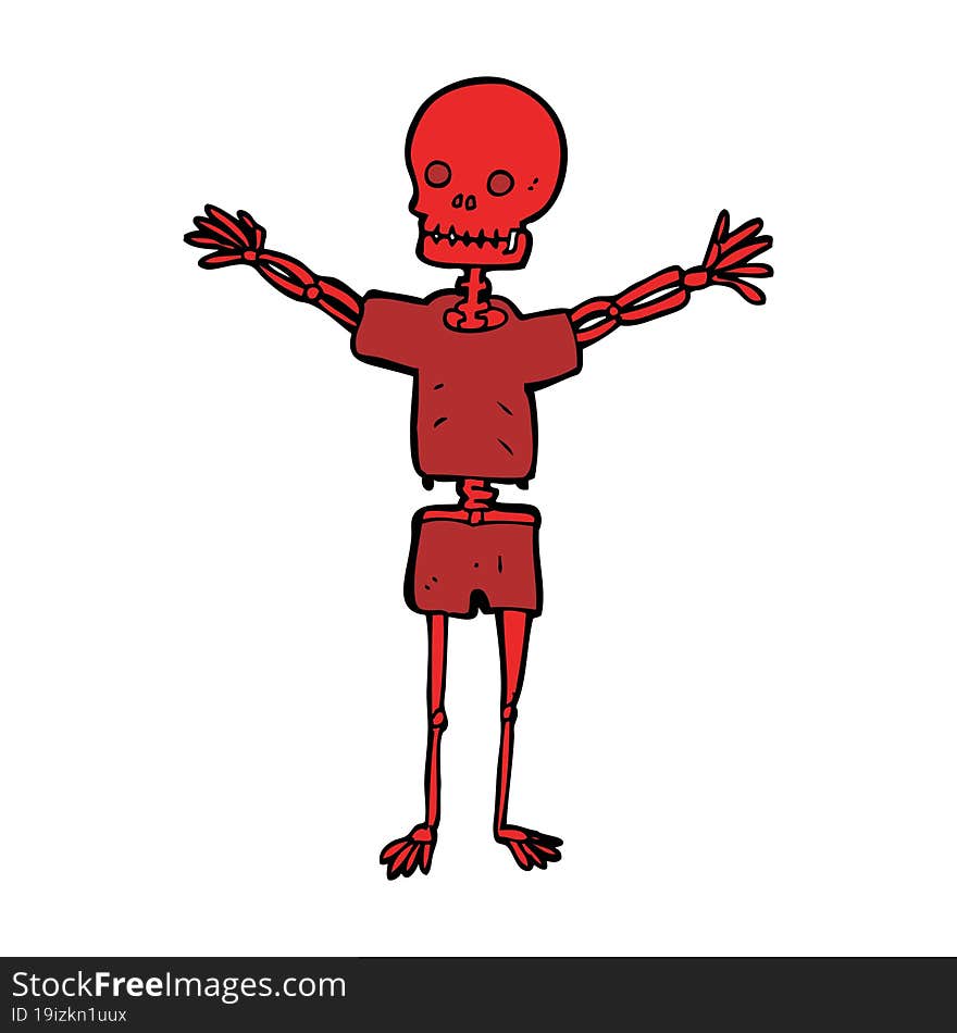 cartoon skeleton in clothes