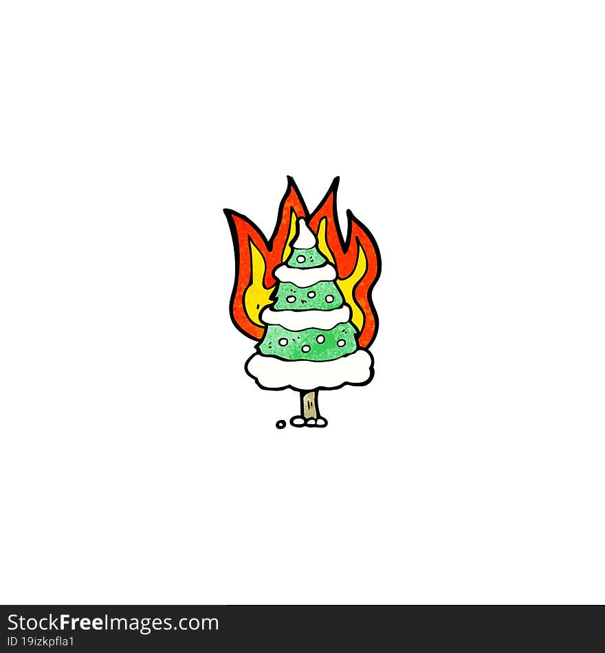 Burning Christmas Tree Cartoon