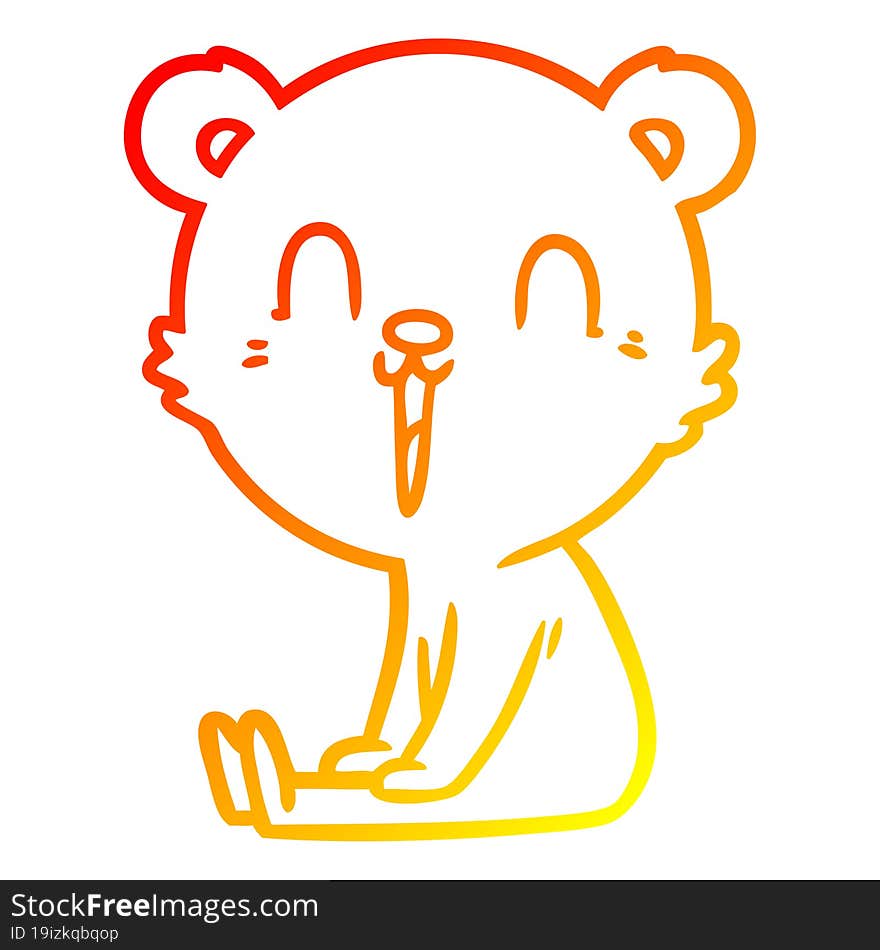 Warm Gradient Line Drawing Happy Cartoon Bear