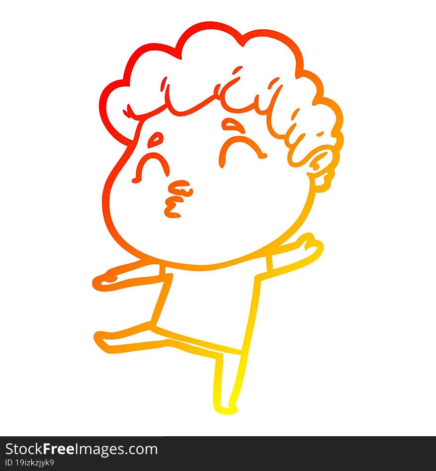 warm gradient line drawing cartoon man pouting