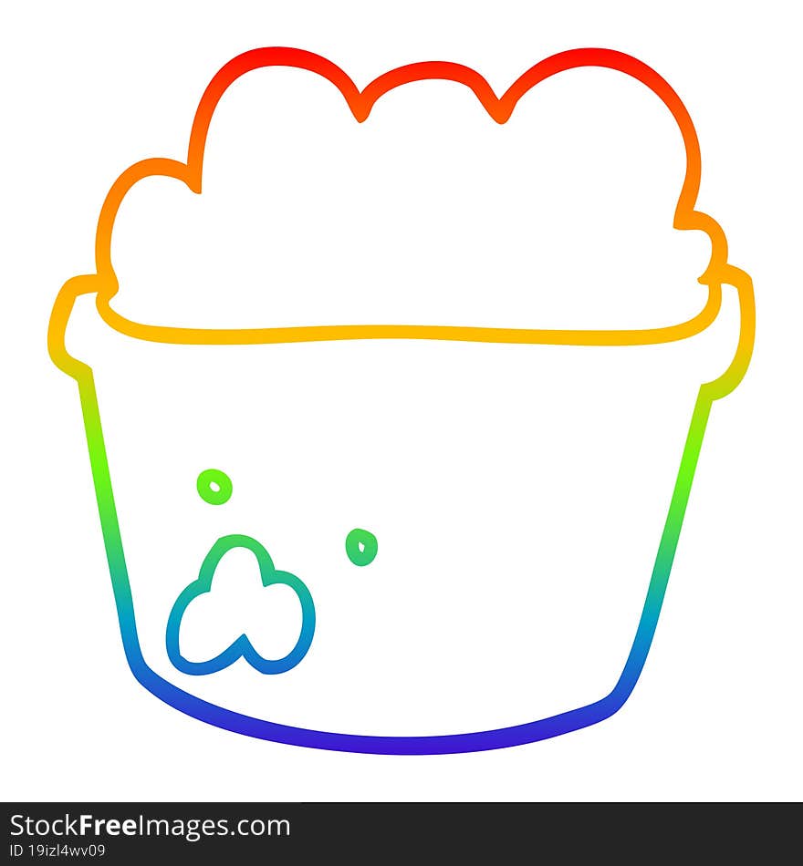 rainbow gradient line drawing cartoon plant pot of earth