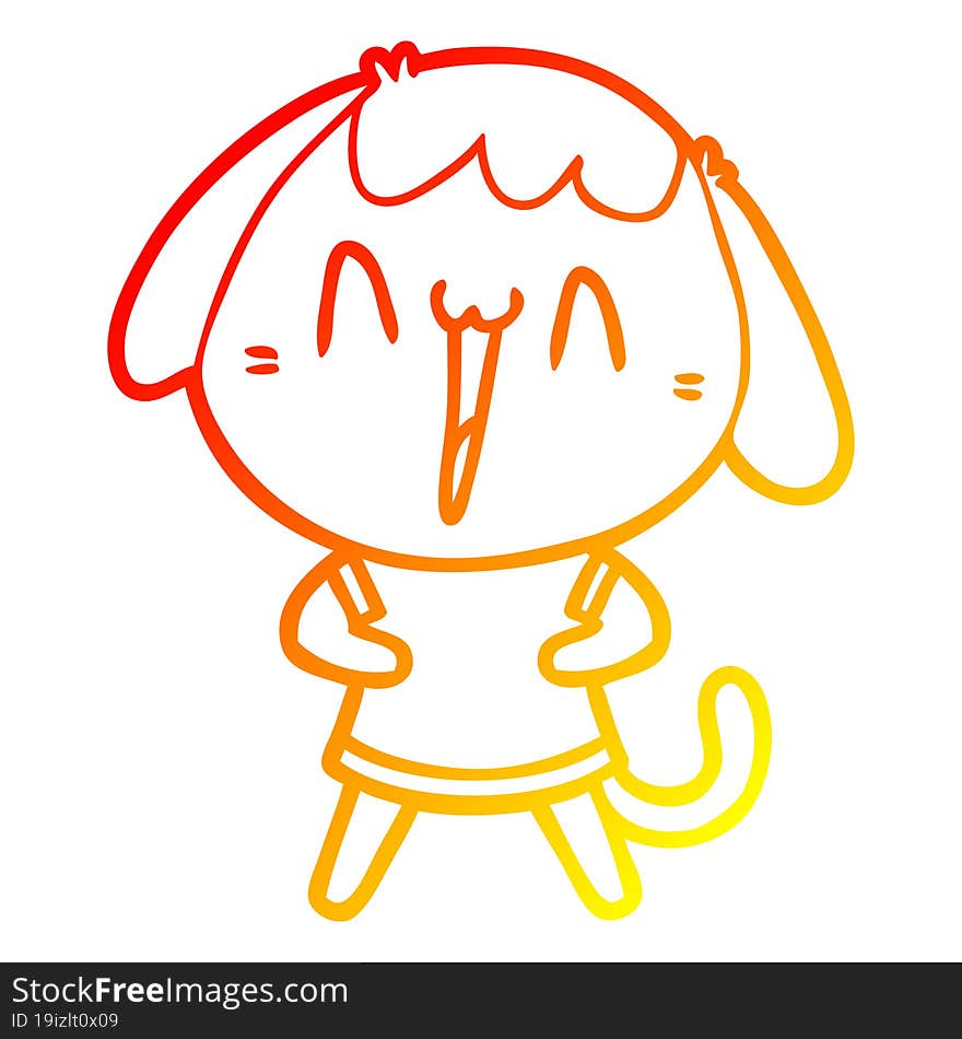 Warm Gradient Line Drawing Cute Cartoon Dog