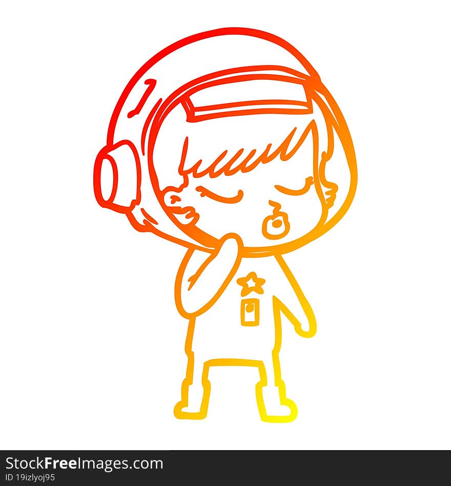 warm gradient line drawing cartoon pretty astronaut girl