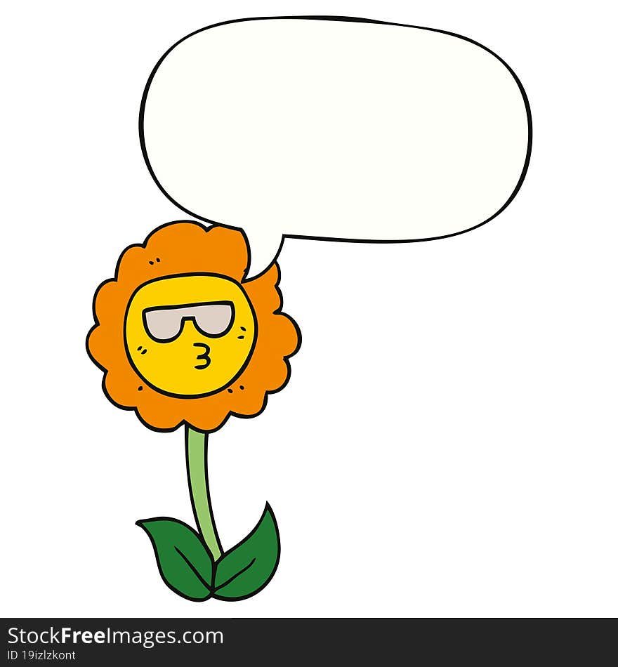 cartoon flower with speech bubble. cartoon flower with speech bubble