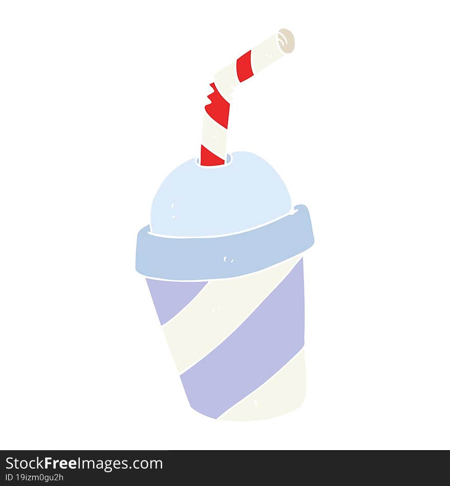 flat color illustration of a cartoon soda drink cup