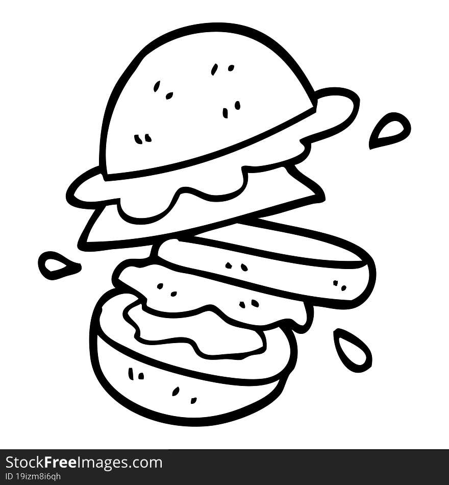 line drawing cartoon burger