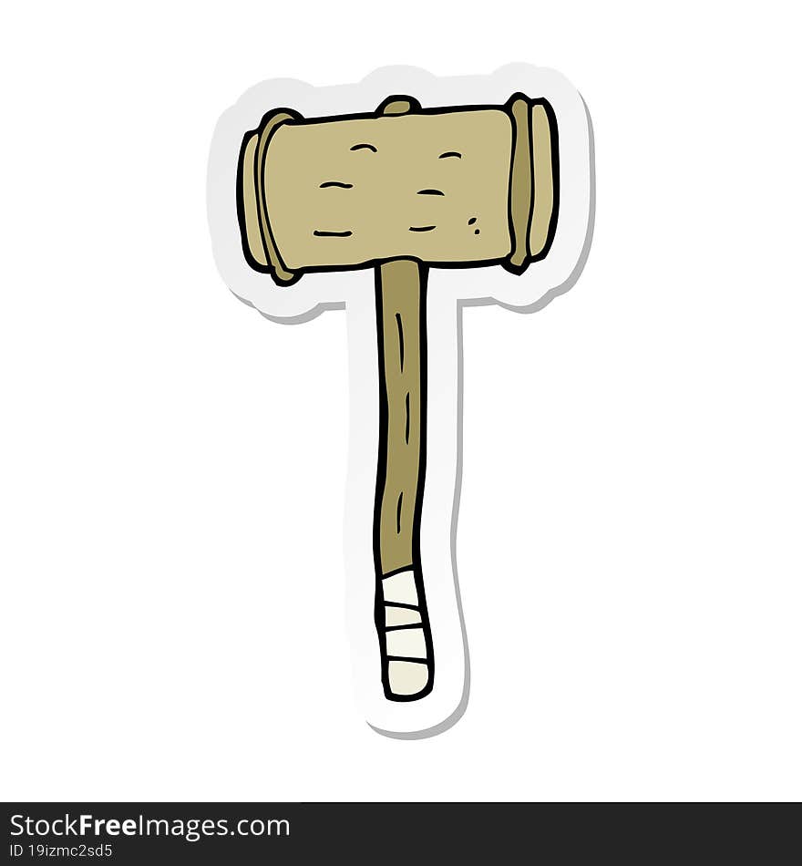 Sticker Of A Cartoon Wooden Hammer