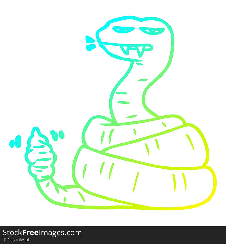 cold gradient line drawing cartoon angry rattlesnake