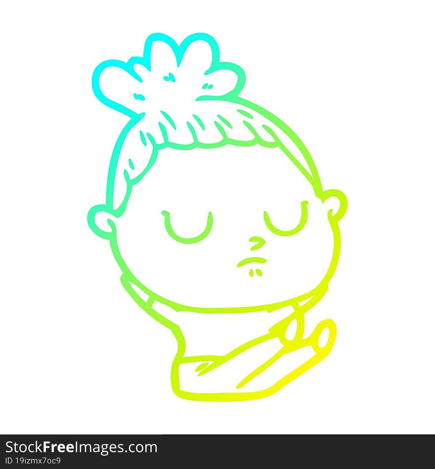 cold gradient line drawing cartoon calm woman