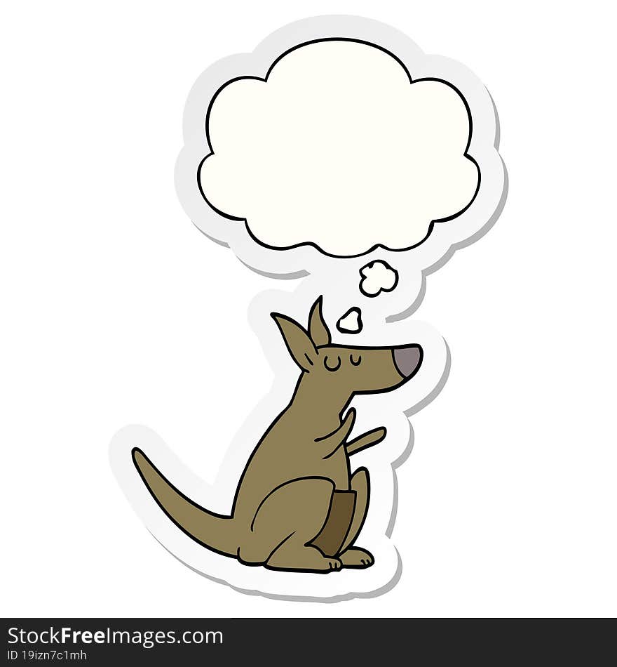 cartoon kangaroo and thought bubble as a printed sticker