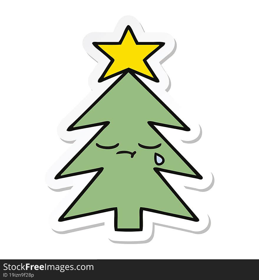 sticker of a cute cartoon christmas tree