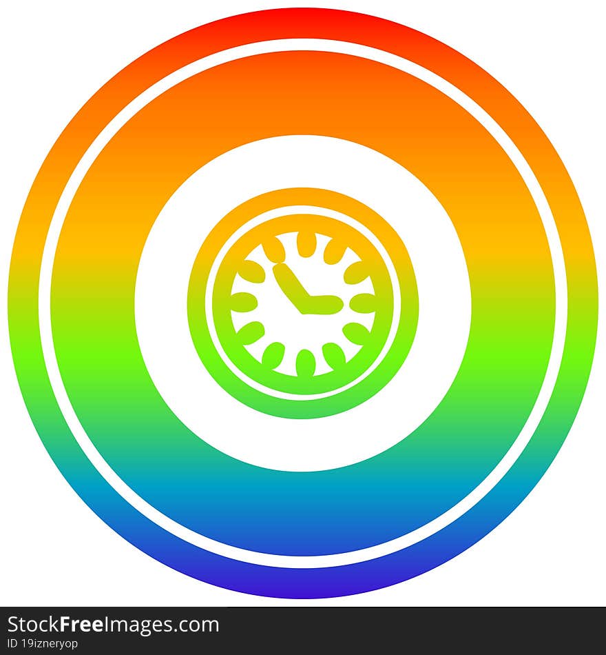 wall clock circular icon with rainbow gradient finish. wall clock circular icon with rainbow gradient finish