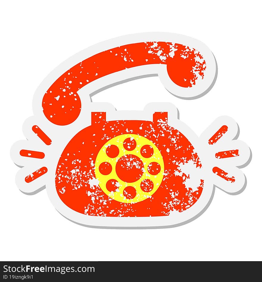 Ringing Telephone Grunge Sticker