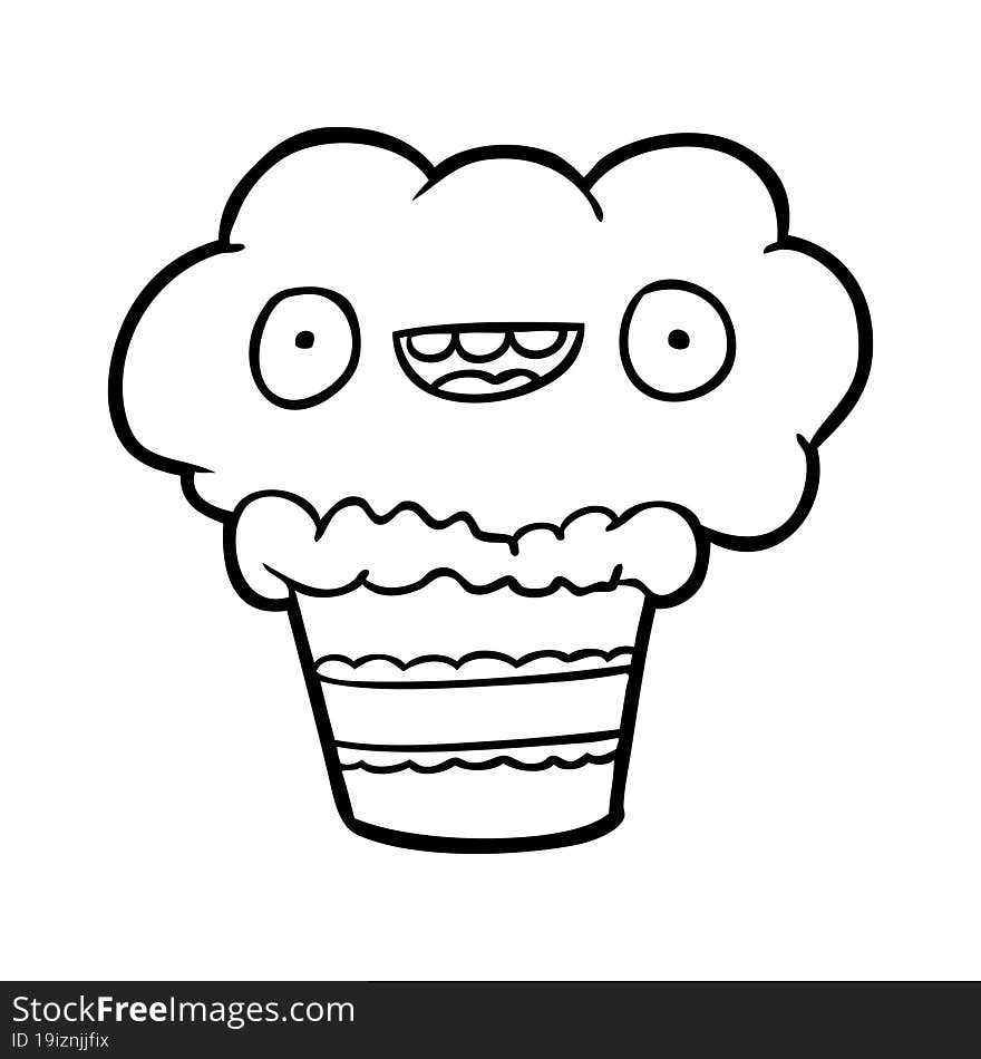 funny line drawing of a cupcake. funny line drawing of a cupcake