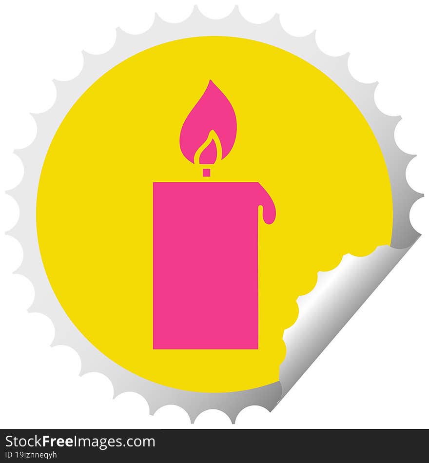 circular peeling sticker cartoon lit candle