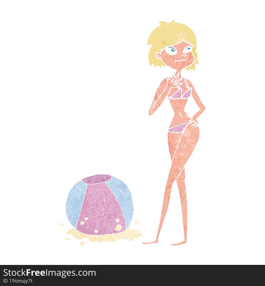 Cartoon Woman With Beachball