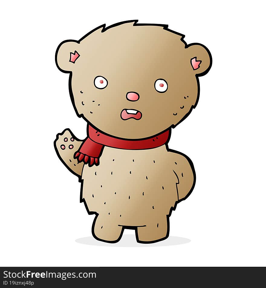 cartoon teddy bear wearing scarf