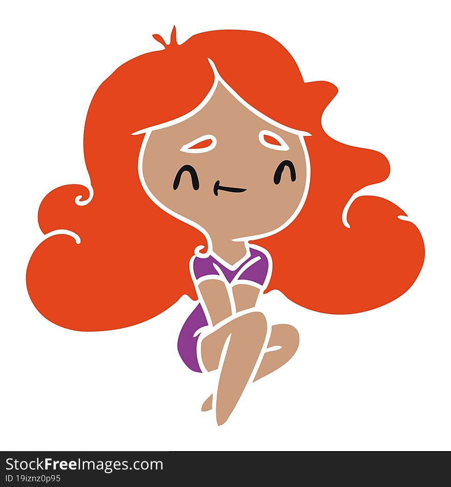 cartoon illustration of a cute kawaii girl. cartoon illustration of a cute kawaii girl