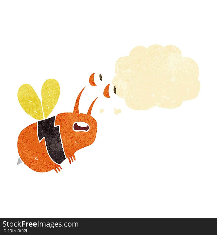 cartoon frightened bee with thought bubble