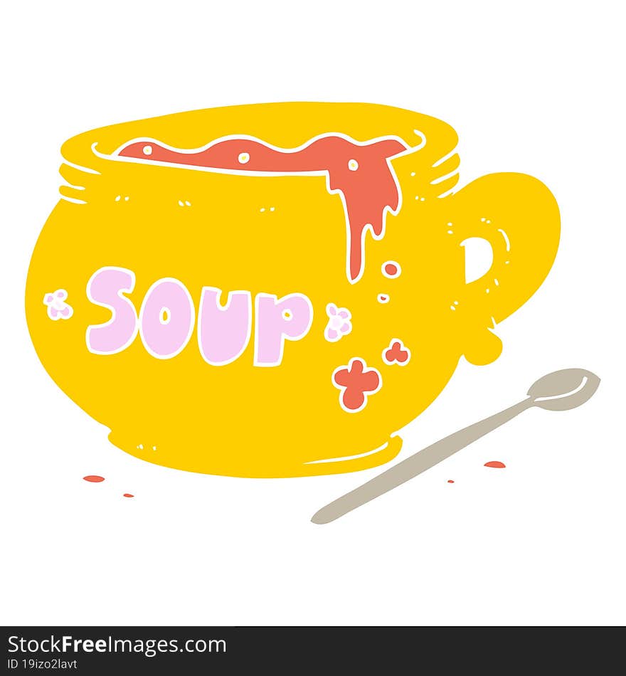 flat color illustration of a cartoon bowl of soup