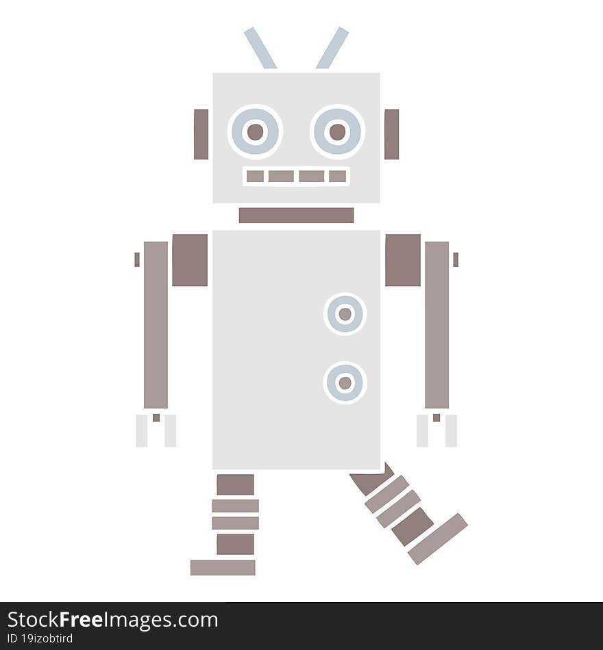 flat color retro cartoon dancing robot