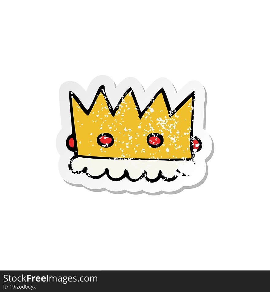 Retro Distressed Sticker Of A Cartoon Crown