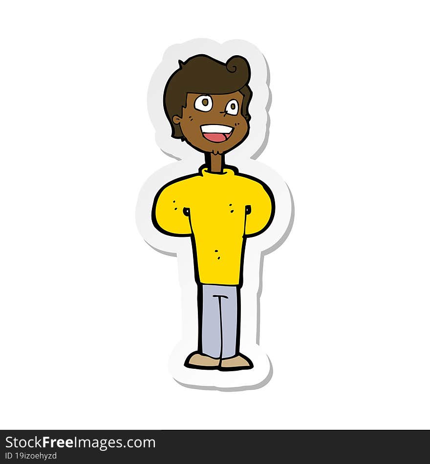 sticker of a cartoon happy man