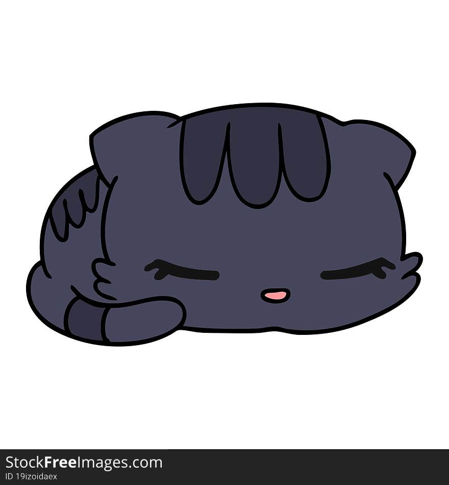 cartoon illustration kawaii cute sleeping kitten. cartoon illustration kawaii cute sleeping kitten