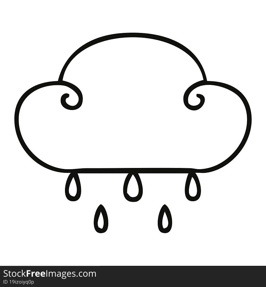 line drawing quirky cartoon rain cloud. line drawing quirky cartoon rain cloud