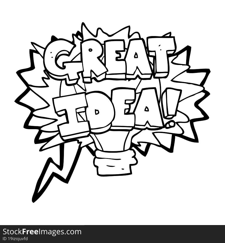 speech bubble cartoon great idea light bulb symbol