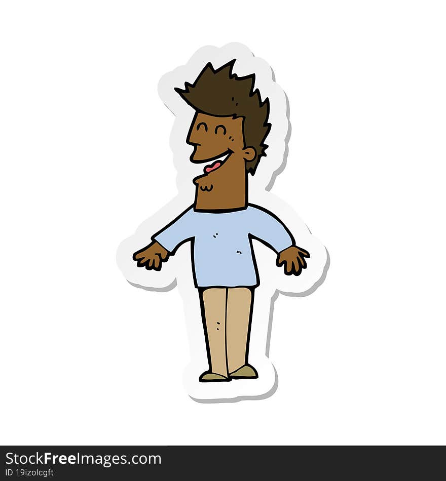 Sticker Of A Cartoon Happy Man