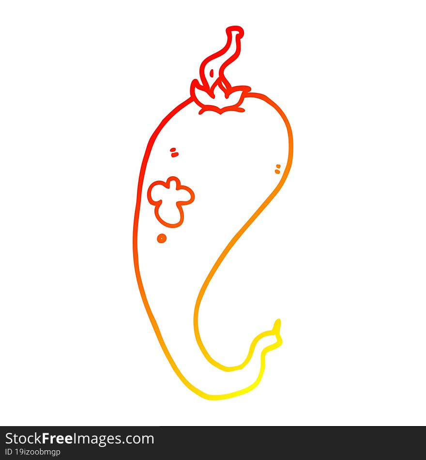 warm gradient line drawing cartoon chili pepper