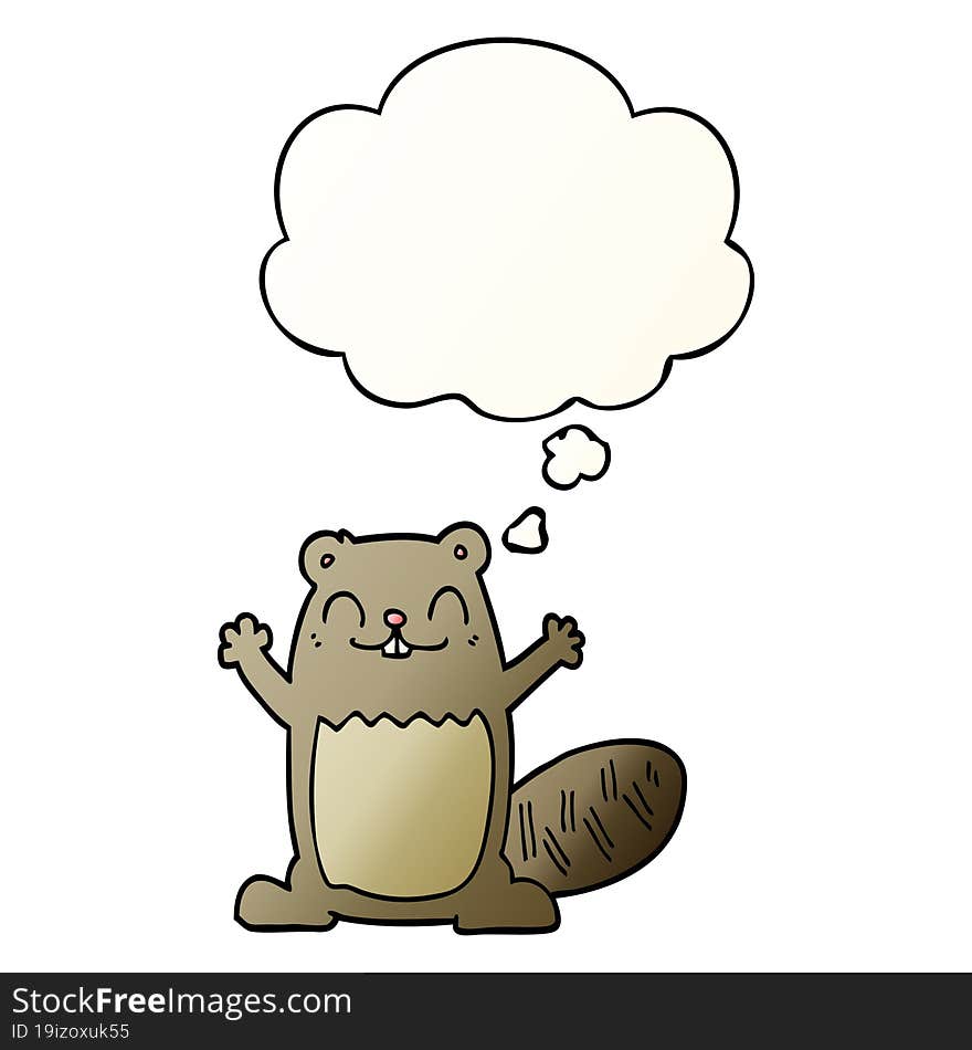 cartoon beaver and thought bubble in smooth gradient style