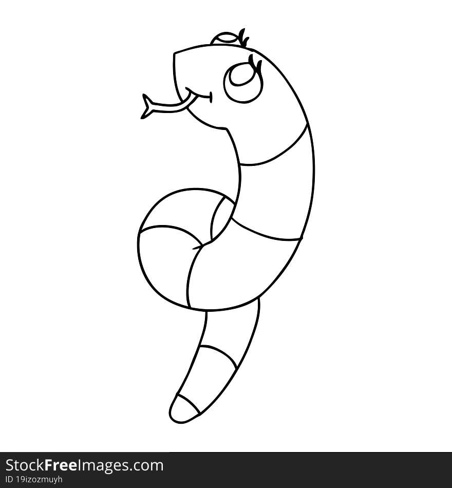 Line Drawing Kawaii Of A Cute Snake