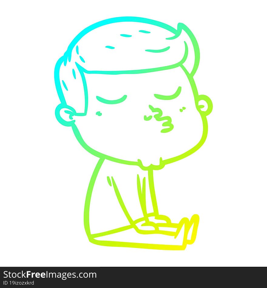 cold gradient line drawing of a cartoon model guy pouting