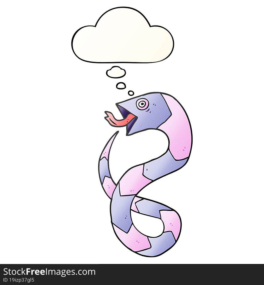 cartoon snake and thought bubble in smooth gradient style