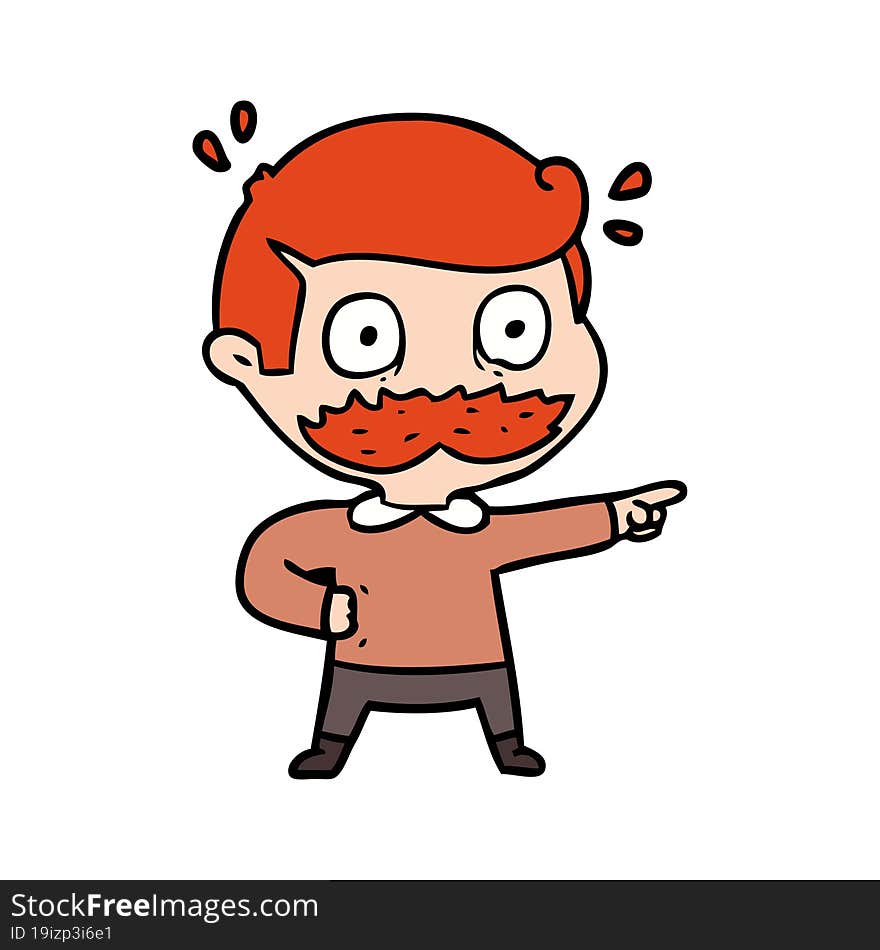 cartoon man with mustache shocked. cartoon man with mustache shocked