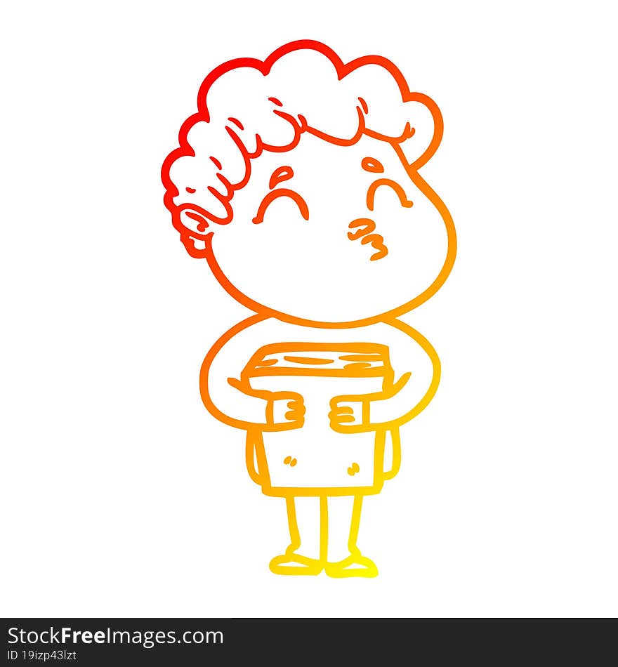 Warm Gradient Line Drawing Cartoon Man Pouting