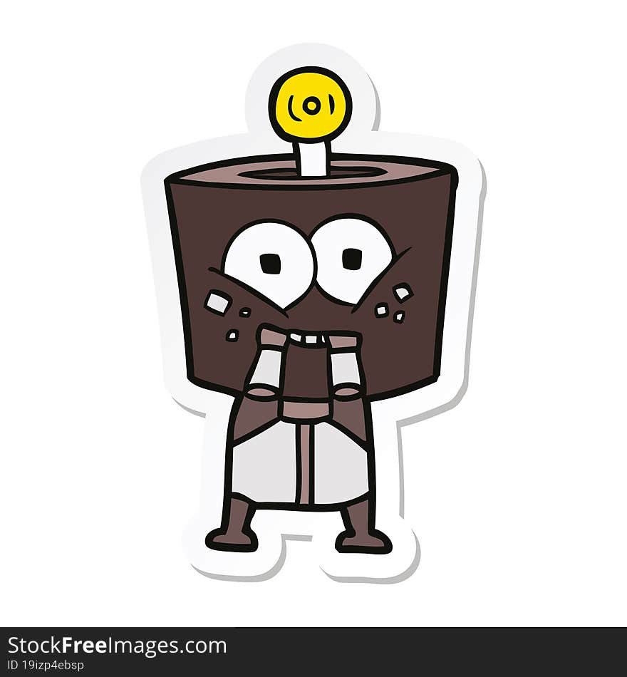 sticker of a happy cartoon robot