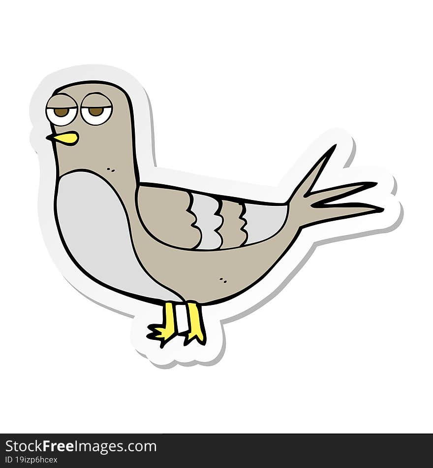 Sticker Of A Cartoon Pigeon