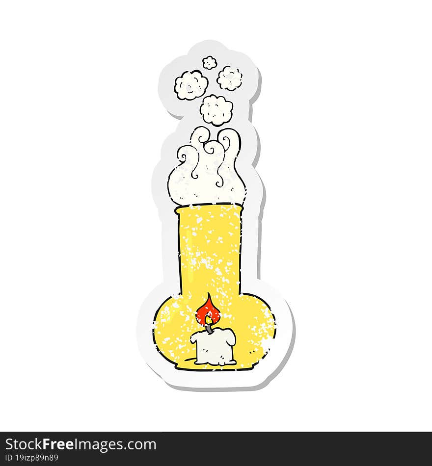 retro distressed sticker of a cartoon old glass lamp and candle