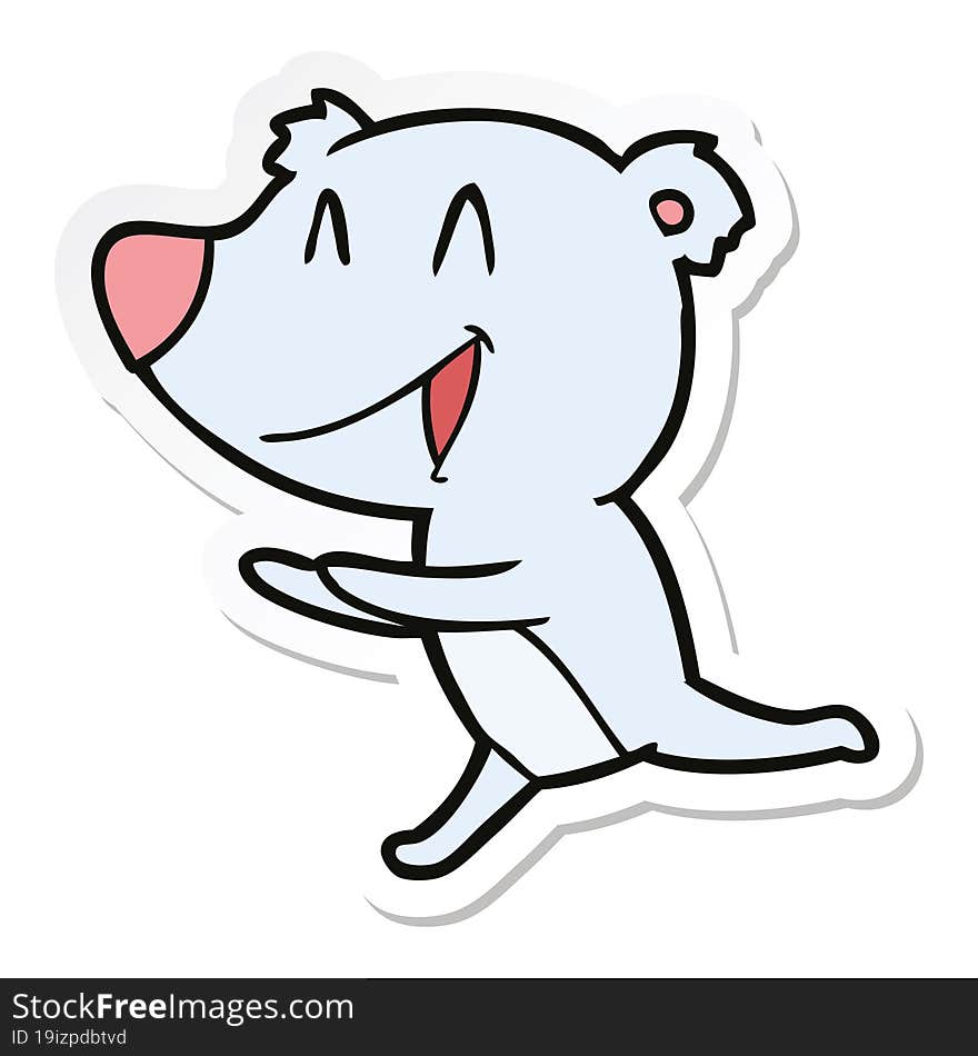 sticker of a running bear cartoon