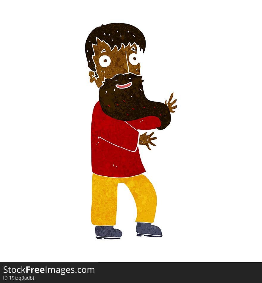 Cartoon Excited Bearded Man