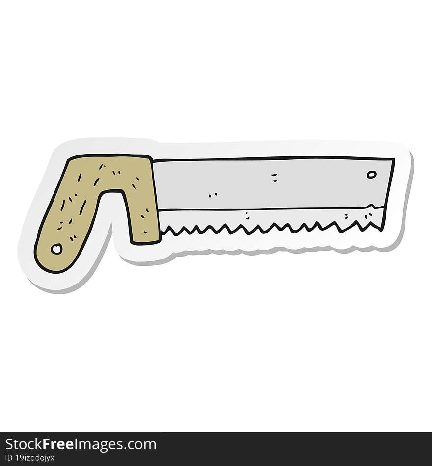 sticker of a cartoon wood saw